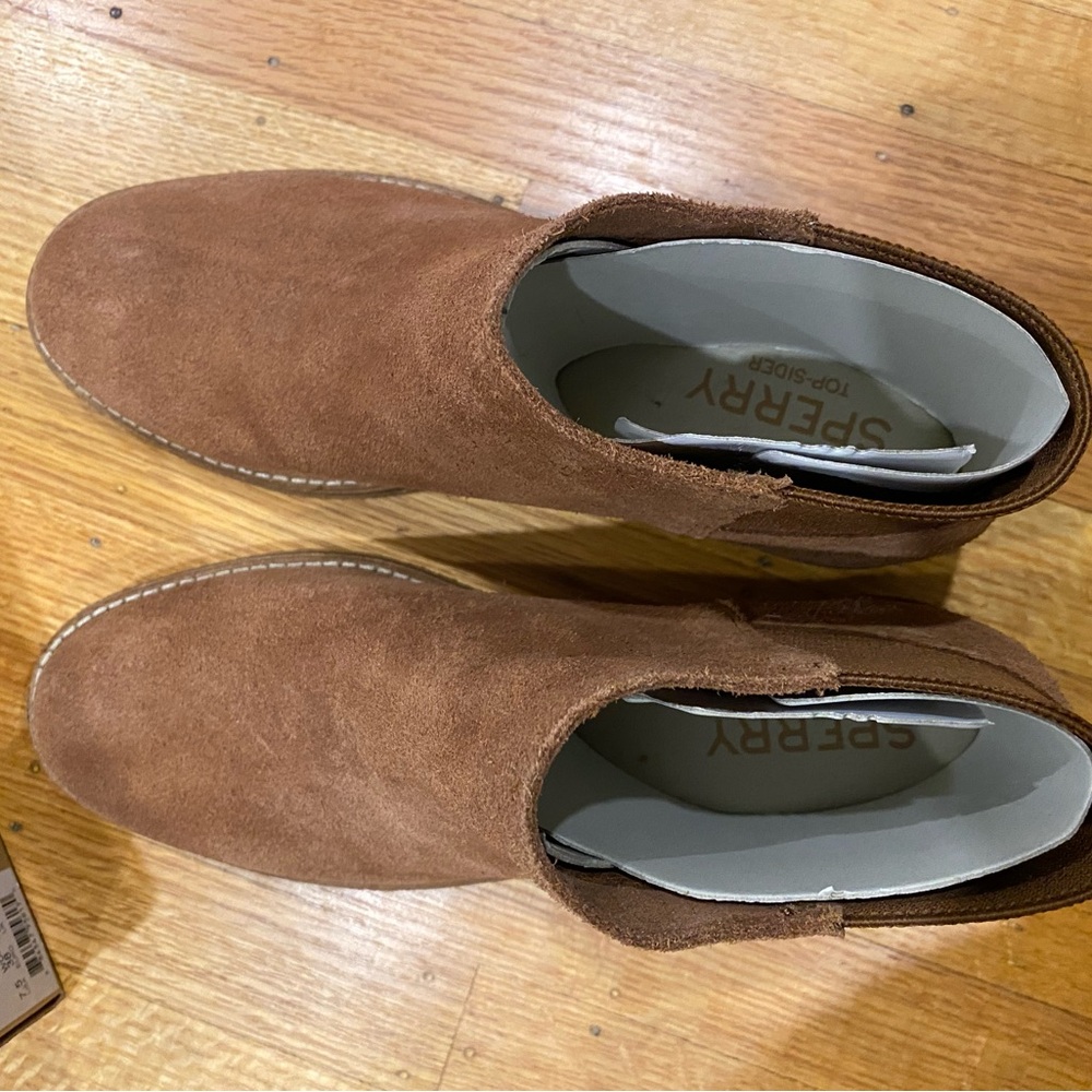 Sperry Topsider Maya Lani Tan Brown Suede Ankle Boots - Picture 3 of 8